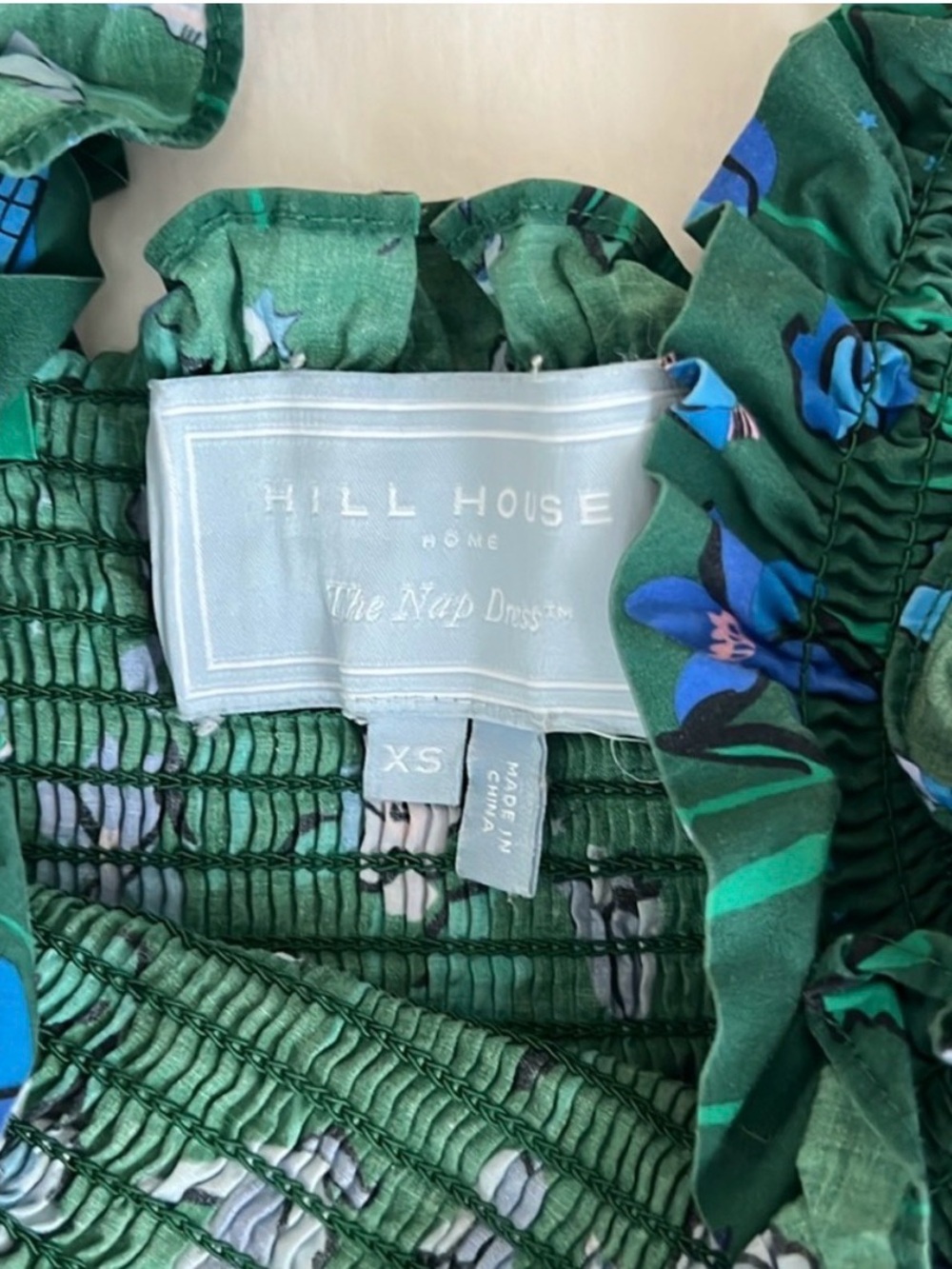 Hill House Green Floral Midi Dress with Blue Print - Picture 3 of 4